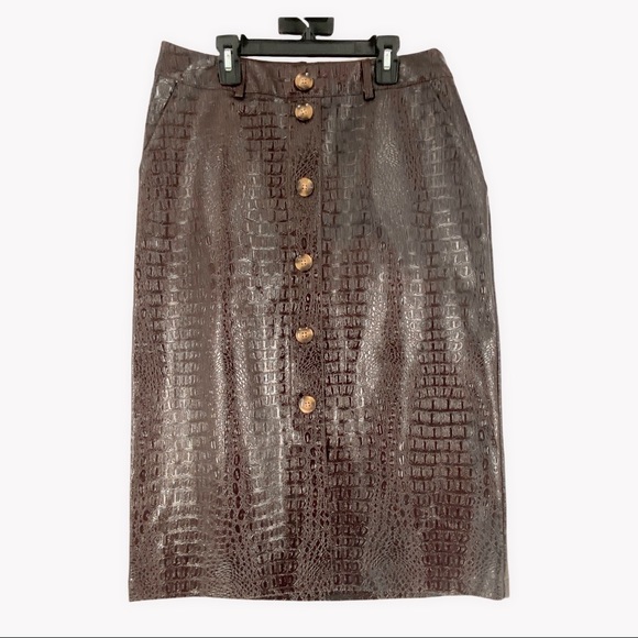 Rachel Comey X Target Faux Crocodile Skin Pencil Skirt Chicory Coffee Size 10 - Picture 1 of 10